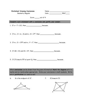 Making Conclusions Geometry Worksheet